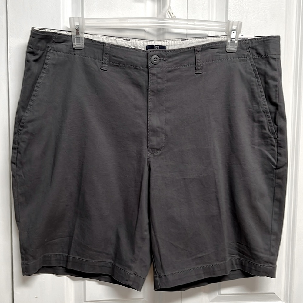 George Charcoal Sky Gray Cotton Flat Front Shorts Size 40 NWT